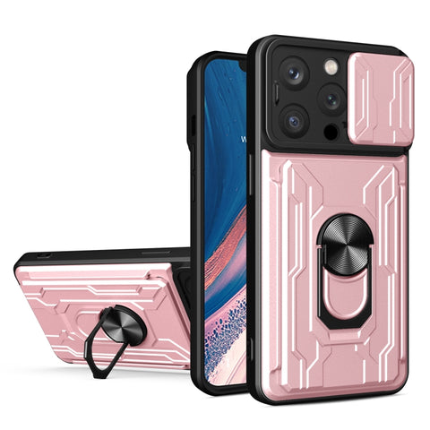 Sliding Camshield TPU+PC Phone Case with Card Slot, For iPhone 16 Pro Max, For iPhone 16 Pro, For iPhone 16 Plus, For iPhone 16, For iPhone 15 Pro Max, For iPhone 15 Pro