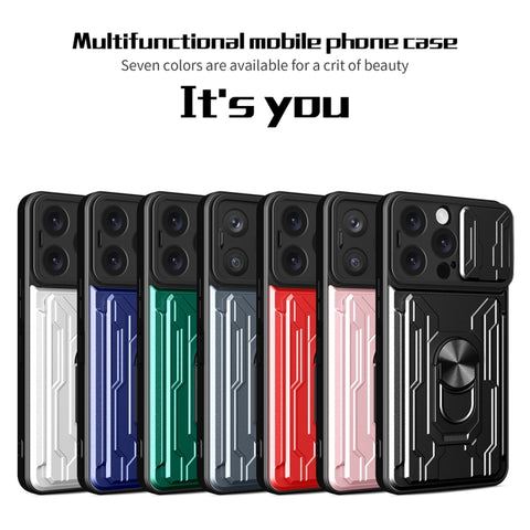 Sliding Camshield TPU+PC Phone Case with Card Slot, For iPhone 16 Pro Max, For iPhone 16 Pro, For iPhone 16 Plus, For iPhone 16, For iPhone 15 Pro Max, For iPhone 15 Pro