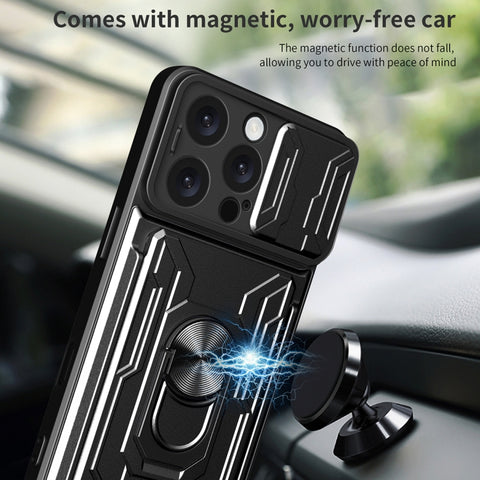 Sliding Camshield TPU+PC Phone Case with Card Slot, For iPhone 16 Pro Max, For iPhone 16 Pro, For iPhone 16 Plus, For iPhone 16, For iPhone 15 Pro Max, For iPhone 15 Pro