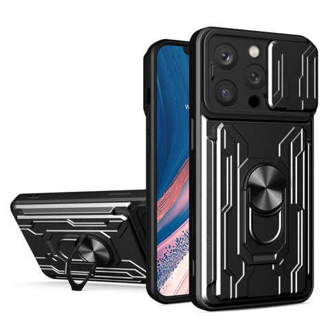 Sliding Camshield TPU+PC Phone Case with Card Slot, For iPhone 16 Pro Max, For iPhone 16 Pro, For iPhone 16 Plus, For iPhone 16, For iPhone 15 Pro Max, For iPhone 15 Pro