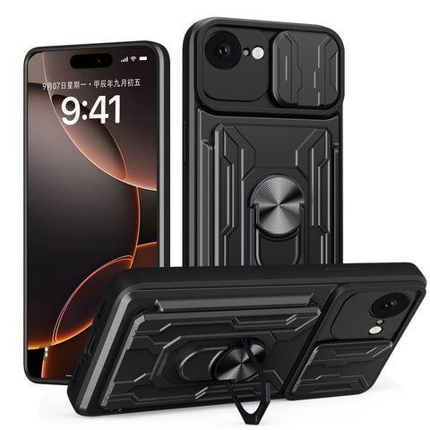 Sliding Camshield TPU+PC Phone Case with Card Slot, For iPhone 18 Pro, For iPhone 18 Pro Max, For iPhone 17e / 16e, For iPhone 17 Pro Max, For iPhone 17 Pro, For iPhone 17