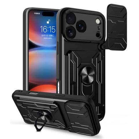 Sliding Camshield TPU+PC Phone Case with Card Slot, For iPhone 18 Pro, For iPhone 18 Pro Max, For iPhone 17e / 16e, For iPhone 17 Pro Max, For iPhone 17 Pro, For iPhone 17