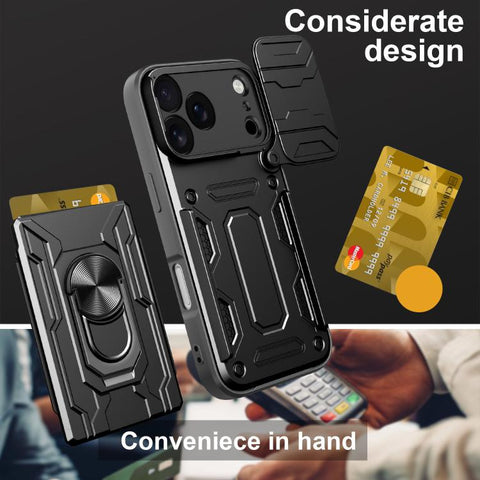 Sliding Camshield TPU+PC Phone Case with Card Slot, For iPhone 18 Pro, For iPhone 18 Pro Max, For iPhone 17e / 16e, For iPhone 17 Pro Max, For iPhone 17 Pro, For iPhone 17