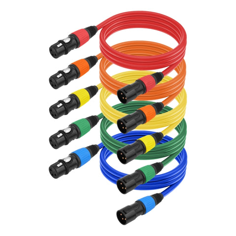 5 Color / Set JC1015 XLR 3pin Male to Female Audio Cable, 1m, 1.8m