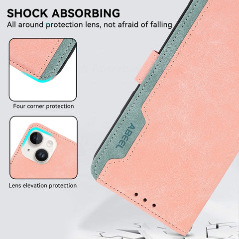 ABEEL Color Block Magnetic RFID Leather Phone Case, For Samsung Galaxy A06 4G
