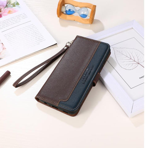 KHAZNEH Litchi Texture Leather RFID Phone Case, For Samsung Galaxy A07 5G/A08 5G, For Samsung Galaxy A17 5G/A18 5G, For Samsung Galaxy A57 5G, For Samsung Galaxy A37 5G, For Samsung Galaxy A27 5G, For Samsung Galaxy A56 5G, For Samsung Galaxy A26 5G   ...