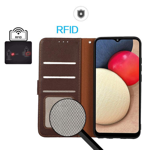 KHAZNEH Litchi Texture Leather RFID Phone Case, For Samsung Galaxy A07 5G/A08 5G, For Samsung Galaxy A17 5G/A18 5G, For Samsung Galaxy A57 5G, For Samsung Galaxy A37 5G, For Samsung Galaxy A27 5G, For Samsung Galaxy A56 5G, For Samsung Galaxy A26 5G   ...