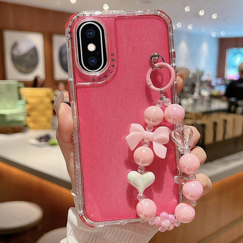 TPU + PC + Glitter Sequins Full Coverage Phone Case with Bracelet, For iPhone XR, For iPhone XS Max, For iPhone 6 Plus / 7 Plus / 8 Plus