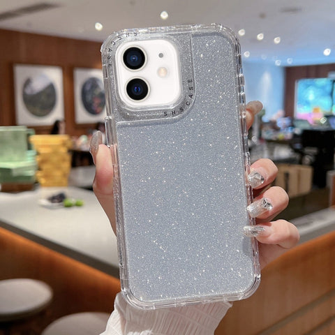 TPU + PC + Glitter Paper Full Coverage Phone Case, For iPhone 14 Pro Max, For iPhone 13 Pro Max, For iPhone 13 Pro, For iPhone 13, For iPhone 12 / 12 Pro, For iPhone 12 Pro Max, For iPhone 11