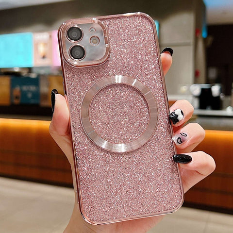 Electroplating Pure Color Glitter Powder MagSafe Phone Case, For iPhone 11 Pro Max, For iPhone 11, For iPhone 11 Pro