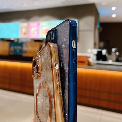 Electroplating Pure Color Glitter Powder MagSafe Phone Case, For iPhone 11 Pro Max, For iPhone 11, For iPhone 11 Pro