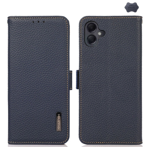 KHAZNEH Side-Magnetic Litchi Genuine Leather RFID Phone Case, For Samsung Galaxy A37 5G, For Samsung Galaxy A27 5G, For Samsung Galaxy A07 5G, For Samsung Galaxy A17 5G/A18 5G, For Samsung Galaxy A56 5G, For Samsung Galaxy A26 5G, For Samsung Galaxy A3...