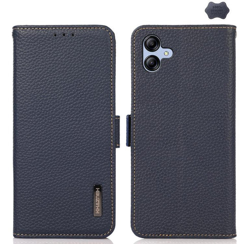 KHAZNEH Side-Magnetic Litchi Genuine Leather RFID Phone Case, For Samsung Galaxy A37 5G, For Samsung Galaxy A27 5G, For Samsung Galaxy A07 5G, For Samsung Galaxy A17 5G/A18 5G, For Samsung Galaxy A56 5G, For Samsung Galaxy A26 5G, For Samsung Galaxy A3...