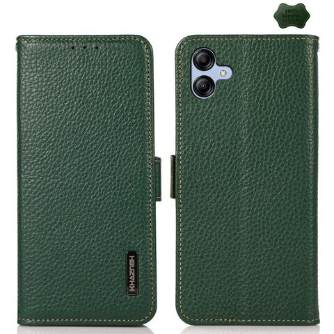 KHAZNEH Side-Magnetic Litchi Genuine Leather RFID Phone Case, For Samsung Galaxy A37 5G, For Samsung Galaxy A27 5G, For Samsung Galaxy A07 5G, For Samsung Galaxy A17 5G/A18 5G, For Samsung Galaxy A56 5G, For Samsung Galaxy A26 5G, For Samsung Galaxy A3...