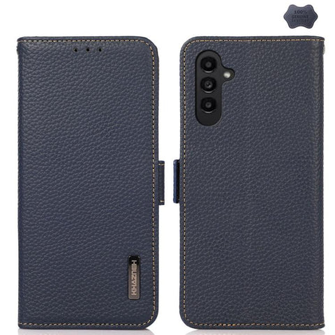 KHAZNEH Side-Magnetic Litchi Genuine Leather RFID Phone Case, For Samsung Galaxy A37 5G, For Samsung Galaxy A27 5G, For Samsung Galaxy A07 5G, For Samsung Galaxy A17 5G/A18 5G, For Samsung Galaxy A56 5G, For Samsung Galaxy A26 5G, For Samsung Galaxy A3...