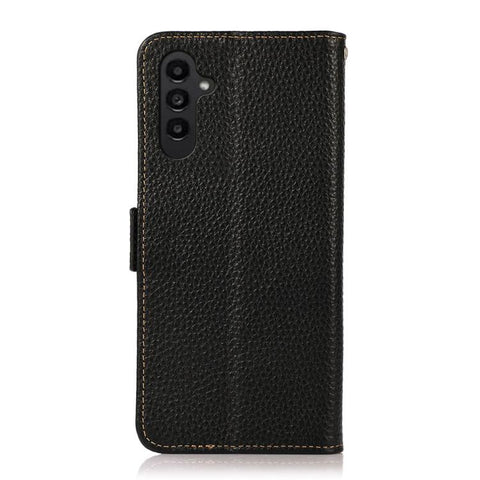 KHAZNEH Side-Magnetic Litchi Genuine Leather RFID Phone Case, For Samsung Galaxy A37 5G, For Samsung Galaxy A27 5G, For Samsung Galaxy A07 5G, For Samsung Galaxy A17 5G/A18 5G, For Samsung Galaxy A56 5G, For Samsung Galaxy A26 5G, For Samsung Galaxy A3...