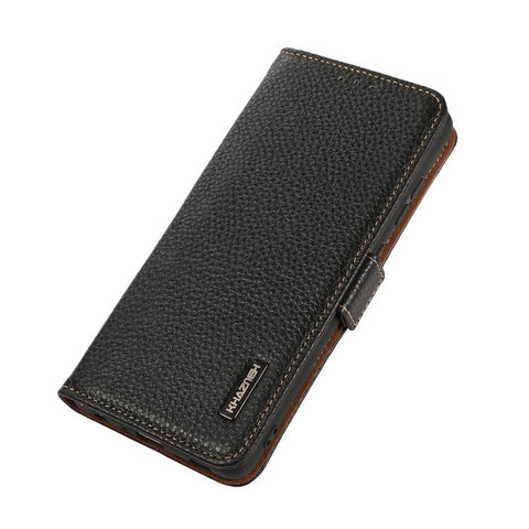 KHAZNEH Side-Magnetic Litchi Genuine Leather RFID Phone Case, For Samsung Galaxy A37 5G, For Samsung Galaxy A27 5G, For Samsung Galaxy A07 5G, For Samsung Galaxy A17 5G/A18 5G, For Samsung Galaxy A56 5G, For Samsung Galaxy A26 5G, For Samsung Galaxy A3...