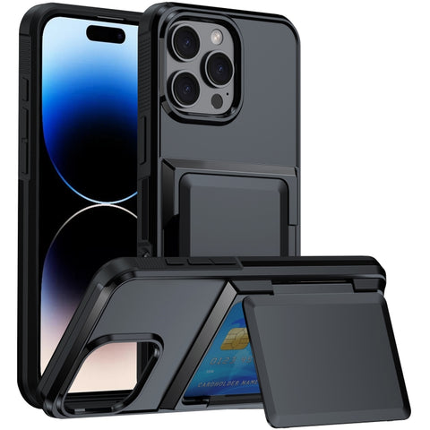 Card Slot Holder Phone Case, For iPhone 18 Pro, For iPhone 18 Pro Max, For iPhone 17 Pro Max, For iPhone 17 Pro, For iPhone Air, For iPhone 16 Pro Max, For iPhone 16 Pro, For iPhone 16 Plus