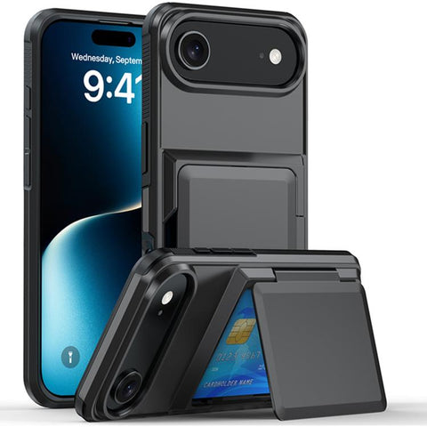 Card Slot Holder Phone Case, For iPhone 18 Pro, For iPhone 18 Pro Max, For iPhone 17 Pro Max, For iPhone 17 Pro, For iPhone Air, For iPhone 16 Pro Max, For iPhone 16 Pro, For iPhone 16 Plus