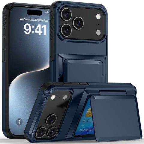 Card Slot Holder Phone Case, For iPhone 18 Pro, For iPhone 18 Pro Max, For iPhone 17 Pro Max, For iPhone 17 Pro, For iPhone Air, For iPhone 16 Pro Max, For iPhone 16 Pro, For iPhone 16 Plus
