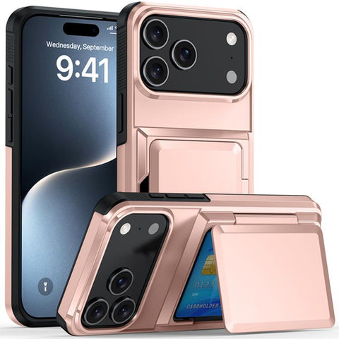 Card Slot Holder Phone Case, For iPhone 18 Pro, For iPhone 18 Pro Max, For iPhone 17 Pro Max, For iPhone 17 Pro, For iPhone Air, For iPhone 16 Pro Max, For iPhone 16 Pro, For iPhone 16 Plus