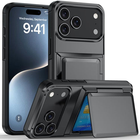 Card Slot Holder Phone Case, For iPhone 18 Pro, For iPhone 18 Pro Max, For iPhone 17 Pro Max, For iPhone 17 Pro, For iPhone Air, For iPhone 16 Pro Max, For iPhone 16 Pro, For iPhone 16 Plus