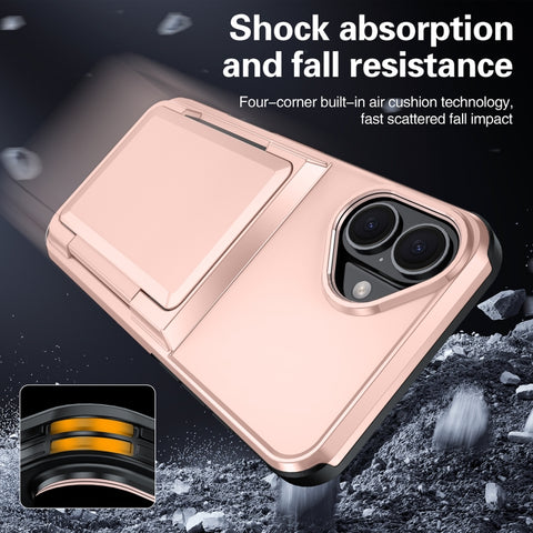 Card Slot Holder Phone Case, For iPhone 18 Pro, For iPhone 18 Pro Max, For iPhone 17 Pro Max, For iPhone 17 Pro, For iPhone Air, For iPhone 16 Pro Max, For iPhone 16 Pro, For iPhone 16 Plus
