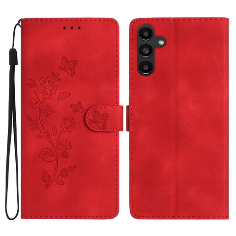 Flower Butterfly Embossing Pattern Leather Phone Case, For Samsung Galaxy A57 5G, For Samsung Galaxy A37 5G, For Samsung Galaxy A07 5G, For Samsung Galaxy A17 5G, For Samsung Galaxy A16 5G, For Samsung Galaxy A06 4G