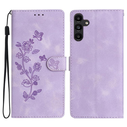 Flower Butterfly Embossing Pattern Leather Phone Case, For Samsung Galaxy A57 5G, For Samsung Galaxy A37 5G, For Samsung Galaxy A07 5G, For Samsung Galaxy A17 5G, For Samsung Galaxy A16 5G, For Samsung Galaxy A06 4G