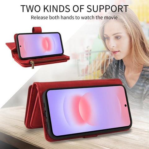 Skin Feel Multi Card Slots Zipper Wallet Leather Phone Case, For Galaxy A27 5G, For Samsung Galaxy A16 5G, For Samsung Galaxy A06 4G