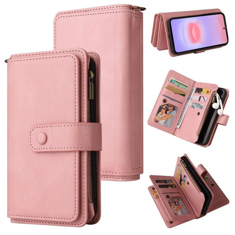 Skin Feel Multi Card Slots Zipper Wallet Leather Phone Case, For Galaxy A27 5G, For Samsung Galaxy A16 5G, For Samsung Galaxy A06 4G