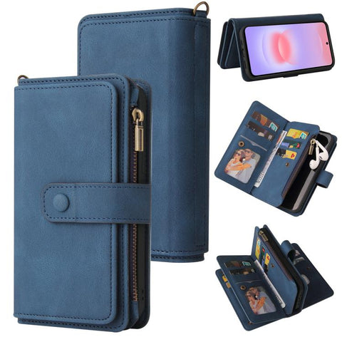 Skin Feel Multi Card Slots Zipper Wallet Leather Phone Case, For Galaxy A27 5G, For Samsung Galaxy A16 5G, For Samsung Galaxy A06 4G