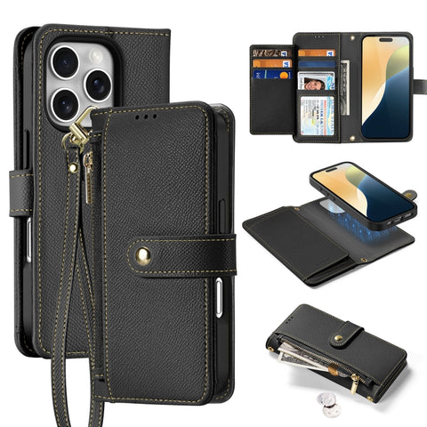 DUX DUCIS Lawa Series 2 in 1 Wallet Zipper Detachable MagSafe Phone Case with Lanyard, For iPhone 18 Pro, For iPhone 18 Pro Max, For iPhone 17e / 16e, For iPhone 17 Pro Max, For iPhone 17 Pro, For iPhone 17, For iPhone Air, For iPhone 16 Pro Max       ...