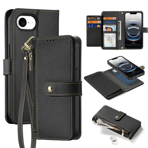 DUX DUCIS Lawa Series 2 in 1 Wallet Zipper Detachable MagSafe Phone Case with Lanyard, For iPhone 18 Pro, For iPhone 18 Pro Max, For iPhone 17e / 16e, For iPhone 17 Pro Max, For iPhone 17 Pro, For iPhone 17, For iPhone Air, For iPhone 16 Pro Max       ...