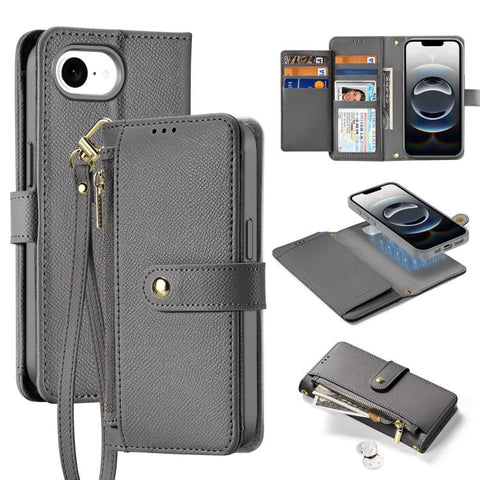 DUX DUCIS Lawa Series 2 in 1 Wallet Zipper Detachable MagSafe Phone Case with Lanyard, For iPhone 18 Pro, For iPhone 18 Pro Max, For iPhone 17e / 16e, For iPhone 17 Pro Max, For iPhone 17 Pro, For iPhone 17, For iPhone Air, For iPhone 16 Pro Max       ...