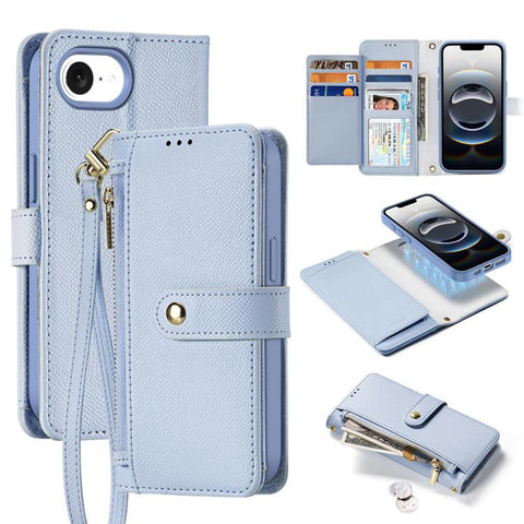 DUX DUCIS Lawa Series 2 in 1 Wallet Zipper Detachable MagSafe Phone Case with Lanyard, For iPhone 18 Pro, For iPhone 18 Pro Max, For iPhone 17e / 16e, For iPhone 17 Pro Max, For iPhone 17 Pro, For iPhone 17, For iPhone Air, For iPhone 16 Pro Max       ...
