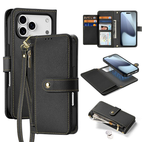 DUX DUCIS Lawa Series 2 in 1 Wallet Zipper Detachable MagSafe Phone Case with Lanyard, For iPhone 18 Pro, For iPhone 18 Pro Max, For iPhone 17e / 16e, For iPhone 17 Pro Max, For iPhone 17 Pro, For iPhone 17, For iPhone Air, For iPhone 16 Pro Max       ...