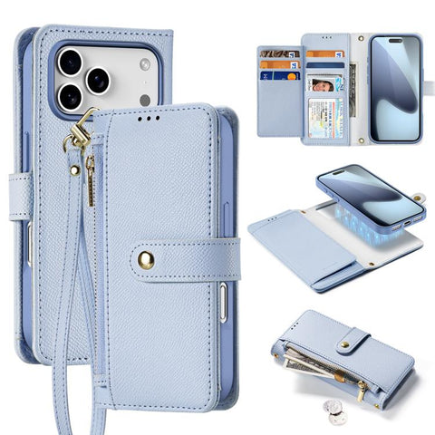 DUX DUCIS Lawa Series 2 in 1 Wallet Zipper Detachable MagSafe Phone Case with Lanyard, For iPhone 18 Pro, For iPhone 18 Pro Max, For iPhone 17e / 16e, For iPhone 17 Pro Max, For iPhone 17 Pro, For iPhone 17, For iPhone Air, For iPhone 16 Pro Max       ...