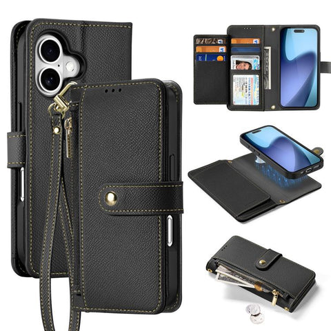 DUX DUCIS Lawa Series 2 in 1 Wallet Zipper Detachable MagSafe Phone Case with Lanyard, For iPhone 18 Pro, For iPhone 18 Pro Max, For iPhone 17e / 16e, For iPhone 17 Pro Max, For iPhone 17 Pro, For iPhone 17, For iPhone Air, For iPhone 16 Pro Max       ...