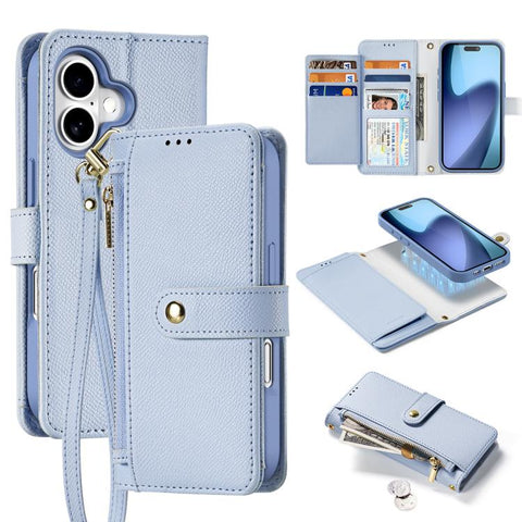 DUX DUCIS Lawa Series 2 in 1 Wallet Zipper Detachable MagSafe Phone Case with Lanyard, For iPhone 18 Pro, For iPhone 18 Pro Max, For iPhone 17e / 16e, For iPhone 17 Pro Max, For iPhone 17 Pro, For iPhone 17, For iPhone Air, For iPhone 16 Pro Max       ...