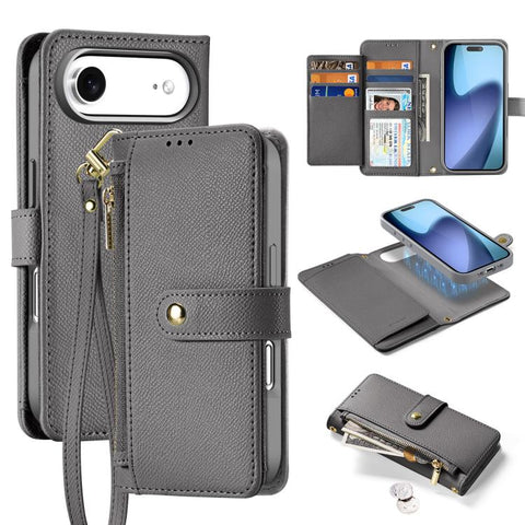 DUX DUCIS Lawa Series 2 in 1 Wallet Zipper Detachable MagSafe Phone Case with Lanyard, For iPhone 18 Pro, For iPhone 18 Pro Max, For iPhone 17e / 16e, For iPhone 17 Pro Max, For iPhone 17 Pro, For iPhone 17, For iPhone Air, For iPhone 16 Pro Max       ...