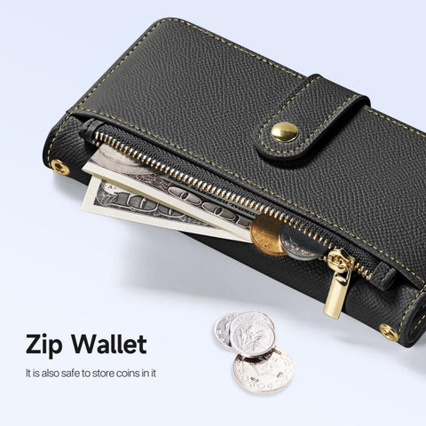 DUX DUCIS Lawa Series 2 in 1 Wallet Zipper Detachable MagSafe Phone Case with Lanyard, For iPhone 18 Pro, For iPhone 18 Pro Max, For iPhone 17e / 16e, For iPhone 17 Pro Max, For iPhone 17 Pro, For iPhone 17, For iPhone Air, For iPhone 16 Pro Max       ...