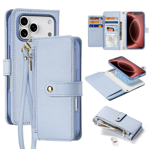 DUX DUCIS Lawa Series 2 in 1 Wallet Zipper Detachable MagSafe Phone Case with Lanyard, For iPhone 18 Pro, For iPhone 18 Pro Max, For iPhone 17e / 16e, For iPhone 17 Pro Max, For iPhone 17 Pro, For iPhone 17, For iPhone Air, For iPhone 16 Pro Max       ...
