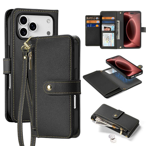 DUX DUCIS Lawa Series 2 in 1 Wallet Zipper Detachable MagSafe Phone Case with Lanyard, For iPhone 18 Pro, For iPhone 18 Pro Max, For iPhone 17e / 16e, For iPhone 17 Pro Max, For iPhone 17 Pro, For iPhone 17, For iPhone Air, For iPhone 16 Pro Max       ...