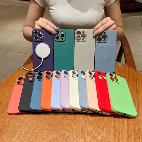 Solid Color Liquid Silicone MagSafe Magnetic Phone Case, For iPhone 15, For iPhone 14 Plus, For iPhone 14