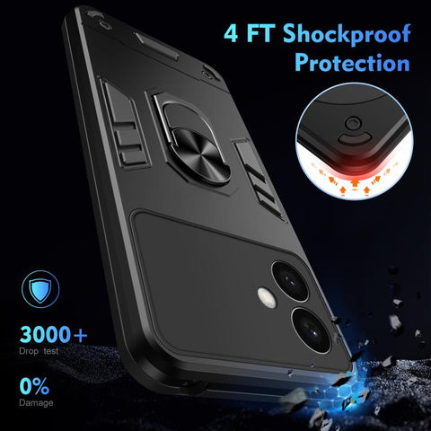Shockproof Metal Ring Holder Phone Case, For Samsung Galaxy S26+ 5G, For Samsung Galaxy S26 Ultra 5G, For Samsung Galaxy S26 5G, For Samsung Galaxy S24 FE 5G