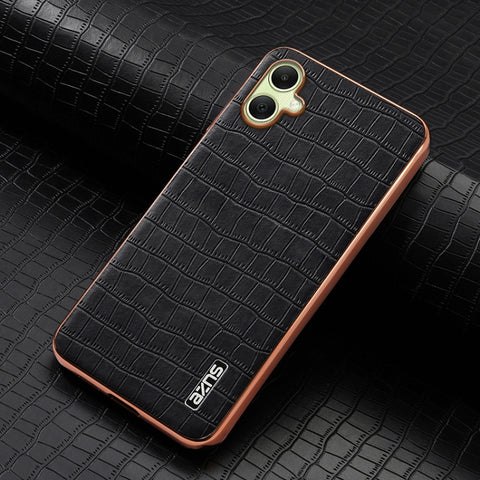 AZNS Electroplated Frame Crocodile Texture Full Coverage Phone Case, For Samsung Galaxy A06 4G