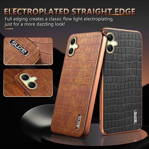AZNS Electroplated Frame Crocodile Texture Full Coverage Phone Case, For Samsung Galaxy A06 4G