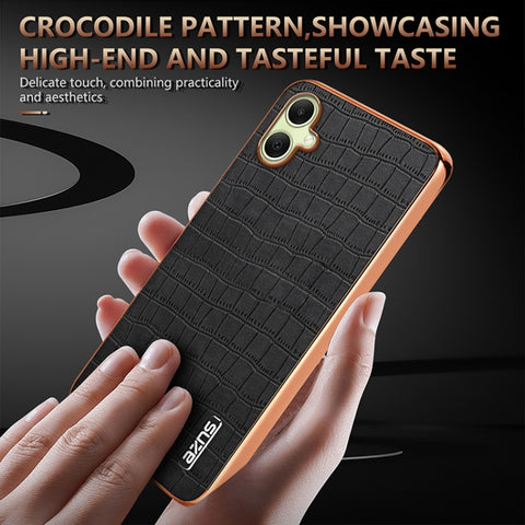 AZNS Electroplated Frame Crocodile Texture Full Coverage Phone Case, For Samsung Galaxy A06 4G