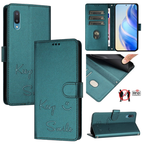 Smile Embossing RFID Leather Phone Case, For Samsung Galaxy A52 4G / 5G / A52s 5G, For Samsung Galaxy A03s 164mm, For Samsung Galaxy A03s 166mm, For Samsung Galaxy A03s 165.8mm, For Samsung Galaxy A22 4G, For Samsung Galaxy A32 4G                      ...